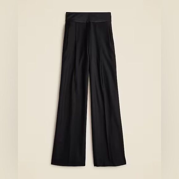 NWT J CREW TALL Collection wide-leg trouser pant in tuxedo wool in black - Picture 4 of 8